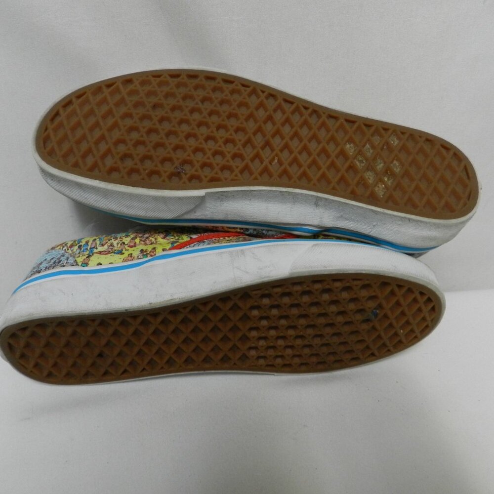 Vans Slip-On Sneakers Yellow Beach Crowd Print with Red Trim - Picture 11 of 11